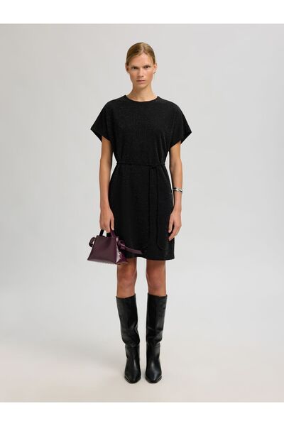 SELECTED Midikleid Glitzerndes Metallic