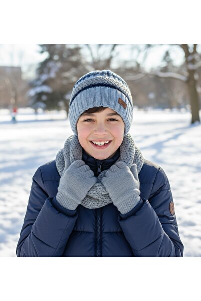 Kitti 9-15 Yaş Erkek Çocuk Polarlı Atkı-Bere-Eldiven