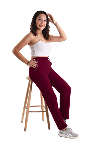 ASN concept Plum Color Cotton Fabric Stone Printed Women's Sweatpants (with L...