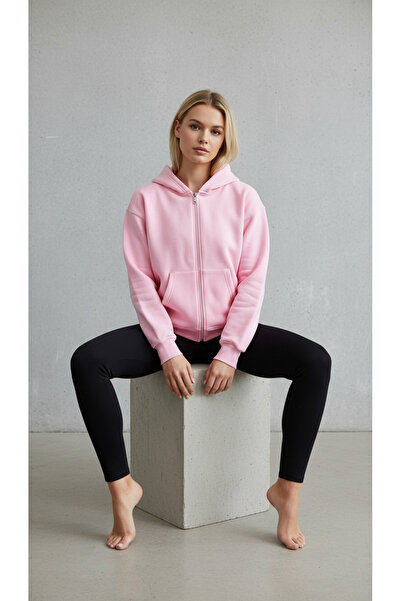 ENZİM JEANS Hanorac pentru femei basic cu glugă cu fermoar tricou