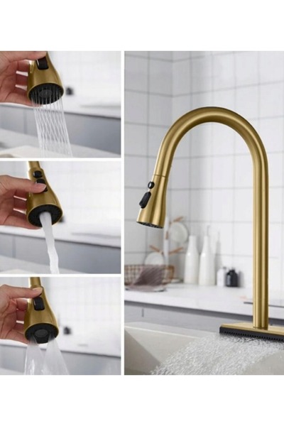 SanDonna Aster gold kitchen faucet with pull-out shower