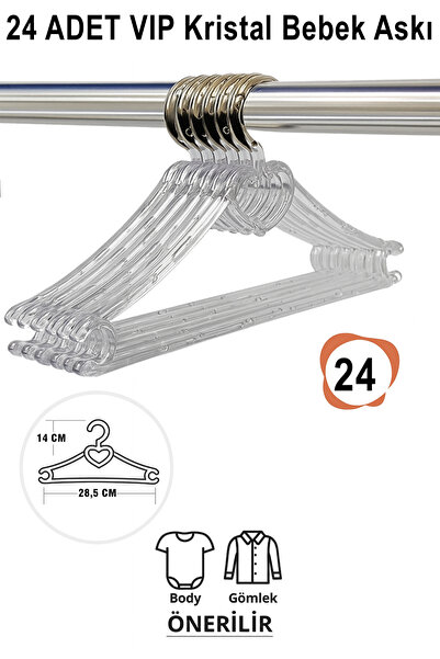 Vip Home Concept Market Ürünleri Дитячий вішак для одягу 24 ШТ. КРИСТАЛ-СЕРЦЕ...