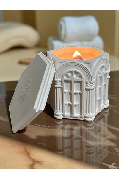 LunaStone %100 Doğal Sedir Ağacı Kokulu Soyawax Mum Klasik Mimari Detaylı - A...