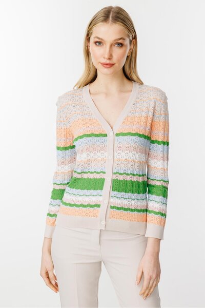 Mutlu Ertan Women's Lace-Like Knit Knitwear Cardigan Mink 20184