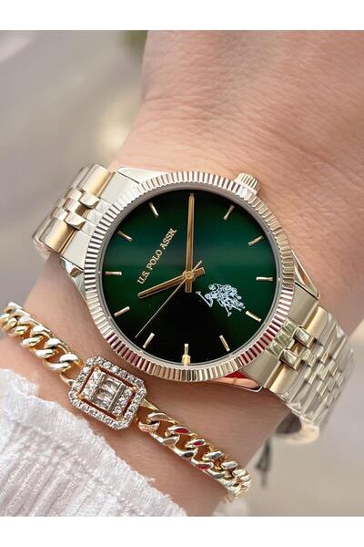 U.S. Polo Assn. ساعة يد نسائية من U.S.POLO ASSN بسوار فولاذي مقاوم للماء حتى ...