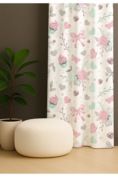 EVSEHOMES CUP KEK KELEBEKLER TEK KANAT FON PERDE