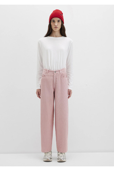 Mavi Pembe Kadife Pantolon Straight/Normal Bel/Düz Paça 1011174-70971