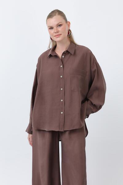 Puane Women's Back Piped Detail Trouser Suit - 14335Tks - Brown