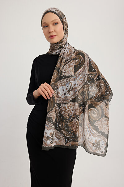ipekistanbul Efilia Patterned Shawl - Cosmic Paisley - Brown