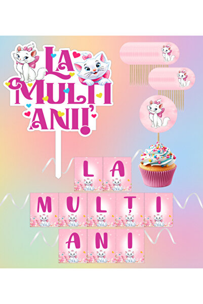 Bloom Atelier Set Accesorii Petrecere Pisica Marie, Topper Tort + 35 Buc Topp...