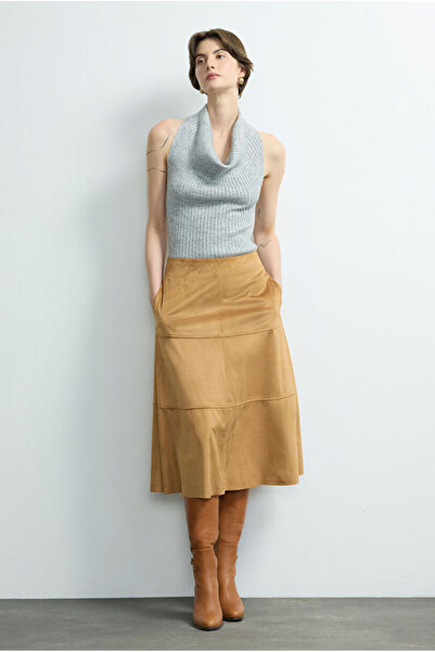 Love My Body Moda Tutkusu Süet Midi Etek