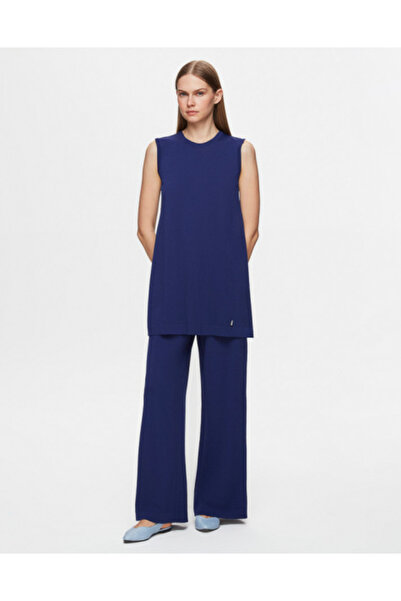 MISS DALIDA Basic Kolsuz Triko Lacivert Tunik