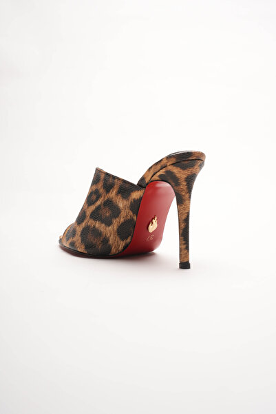 Ayakkabı Ateşi Women's Design Thin Heeled Slippers Carolina Leopard