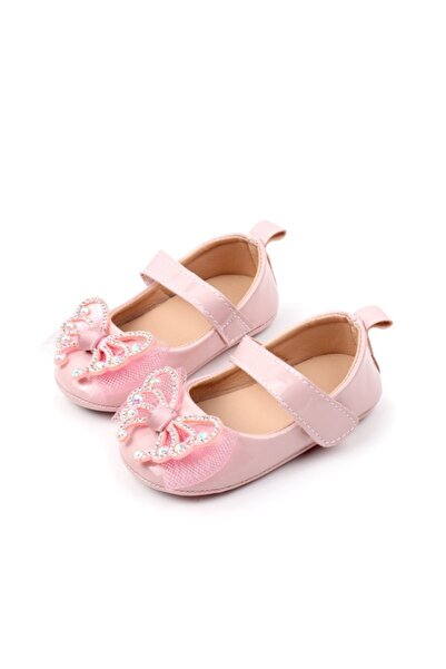 BebeNou Pantofi roz lăcuiti pentru bebeluși cu fundă ChBBW4022-1-va9