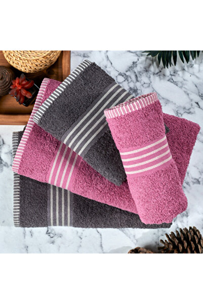 INTER Z 4-Piece Oscar - Plum / Anthracite Towel Bath Set