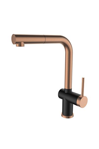 SanDonna Riva black-copper kitchen faucet with pull-out shower