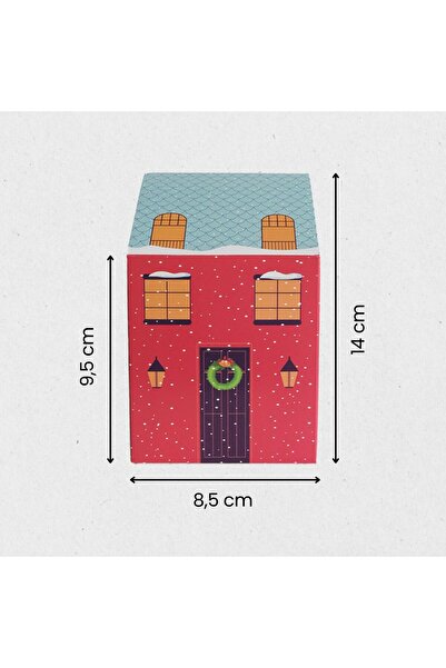 roco paper Yılbaşı Ev Tasarımlı Kutu Çanta Seti, Parti, Hediye Çantası, 12li, 8.5x8.5x14 Cm (3 Farklı Desen)