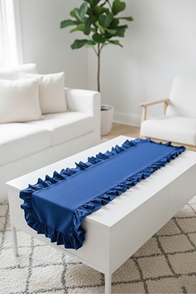 Mery Tekstil Fırfırlı Lacivert Şık Runner 40x140 cm