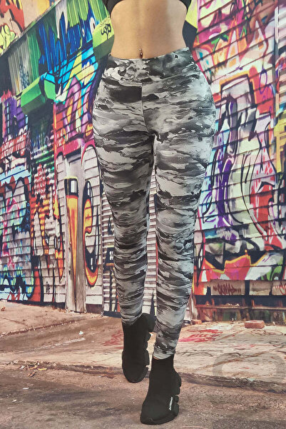 WildFashion Casual high-waisted leggings made of Stretch Fabric with abstract pattern A803-100