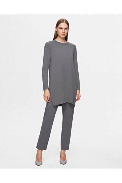 MISS DALIDA Uzun Kollu Basic Triko Antrasit Tunik