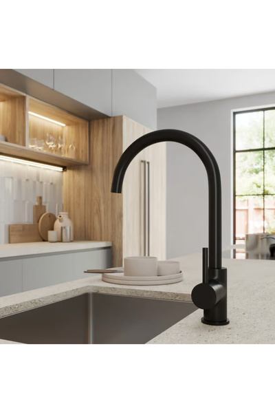 SanDonna Waltz Alfa black swivel kitchen faucet