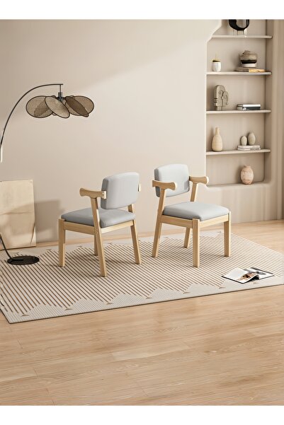 Venpara 2 pcs Dining Chair - Modern Solid-Wood Padded Armchair for Office, Kitchen, Living Room