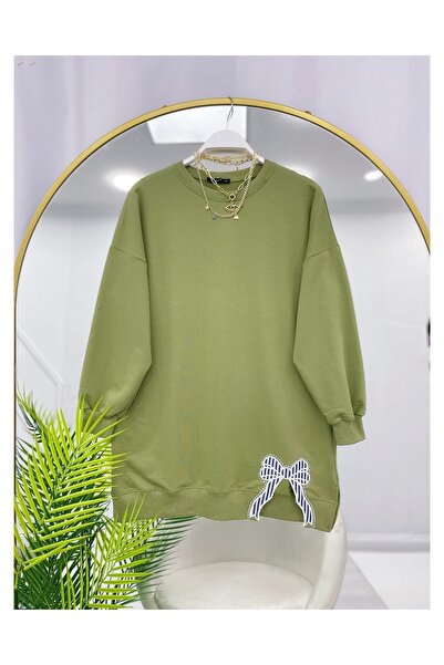 YEDİLALE Bow Detail Zero Neck Combed Cotton Tunic