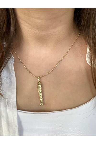 Anetta Jewelry Kadın altın renk balık uçlu çelik kolye