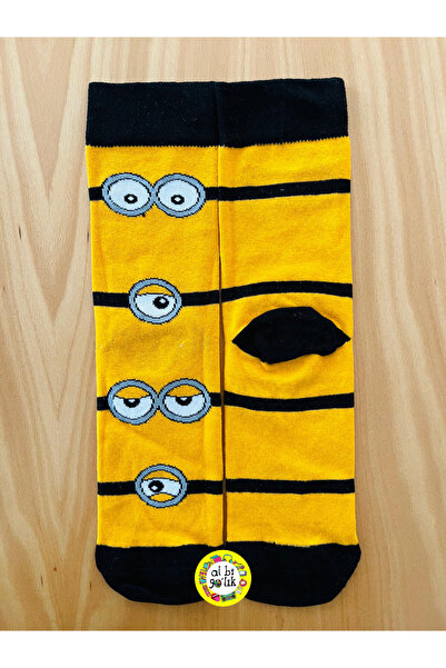 AL Bİ 90LIK Minion Rush Cartoon Character Patterned Cotton Socks