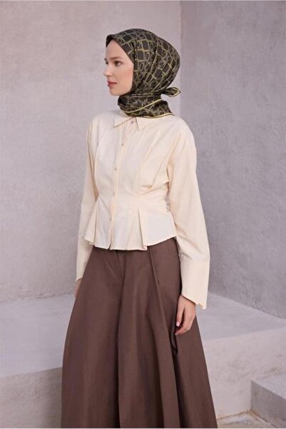 Belli Tivil Pure Silk Scarf 4214 - 84 Μοτίβο ζώνης χακί