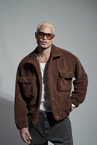 Butik Trend Biz oversized Πλεκτό πουπουλένιο μπουφάν με κουμπώματα