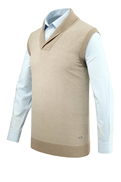 Çizgi Triko Men's Shawl Collar Knitwear Sweater with Dot Pattern Classic Fit - 5250H