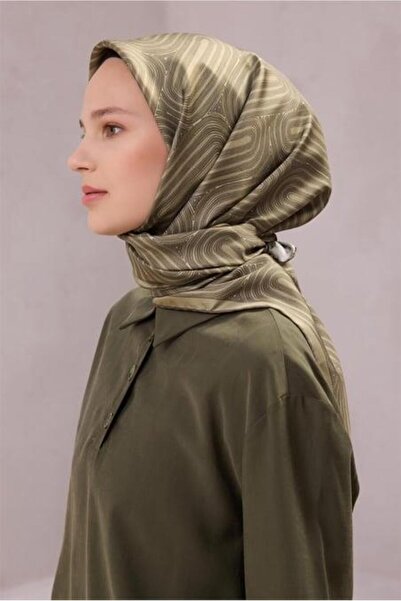 Belli Tivil Pure Silk Scarf 4209 - 82 Αφηρημαντικό σχέδιο σε πράσινο χακί