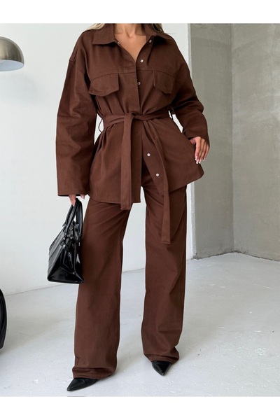 dolu butik Brown Denim Suit