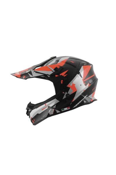 Sway Chaos Full Face Tam Korumalı Kask (L/59-60cm) Kırmızı - Gri