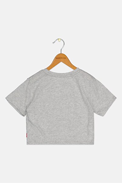 Levi's Kids Girl Crew Neck Short Sleeves Brand Logo Tops, Grey