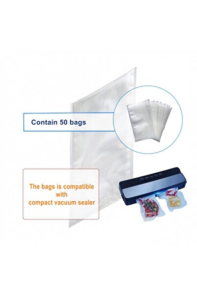 MONTELI Embossed vacuum bags, 90 µm, for all types of food, 20x30 cm, set of 50 pcs.
