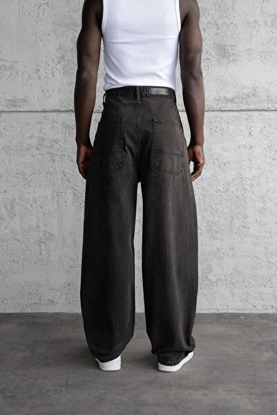 Machinist Striped Balloon Fit Jeans Black