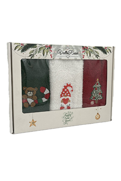 ValleRossa Deluxe Set of 3 Kitchen Towels Christmas Smurf 30x50cm 100% Cotton