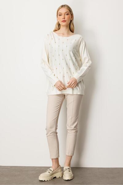 Mutlu Ertan Women's Knitwear Blouse Ecru 20189