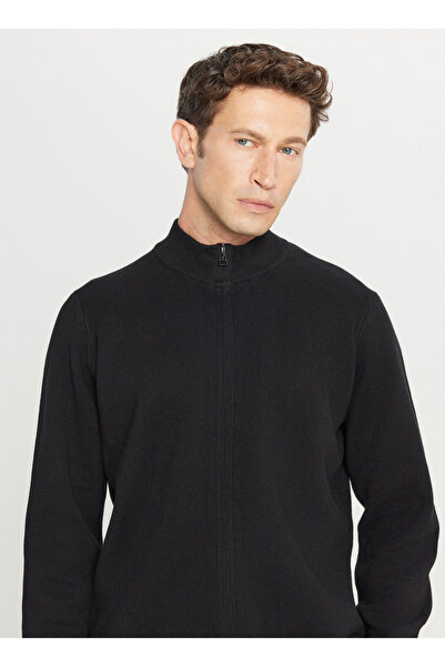 ALTINYILDIZ CLASSICS Mock Neck Standard Black Men's Sweater Ace049261273_Syh
