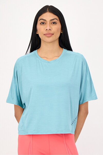 SKECHERS Women Sportswear Fit Short Sleeve Training T-shirt, Turquoise