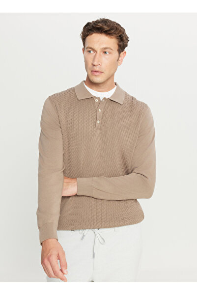 ALTINYILDIZ CLASSICS Polo Yaka Standart Vizon Erkek Kazak ACE049261279_VIZ