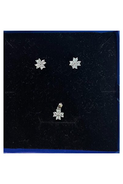 Crocodileskids Σετ από ασήμι 925, Leski Silver, 4 πέταλα λουλουδιού με λευκές...