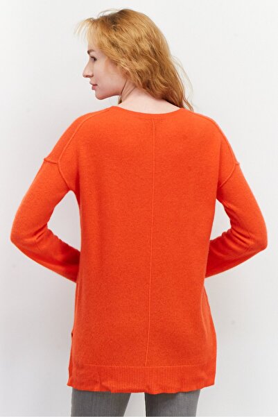 Aqua Women Knitted Long Sleeve Cashmere Sweater, Orange