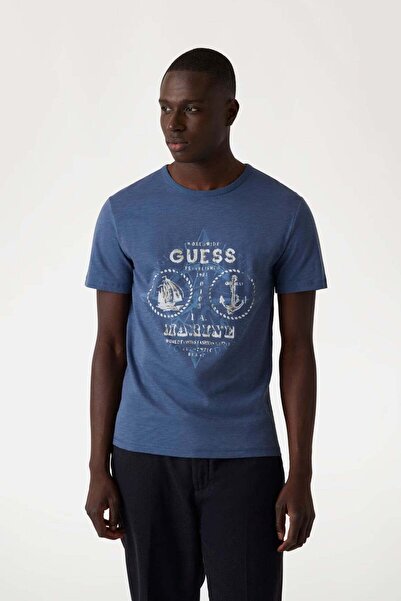 Guess Tricou albastru pentru bărbați