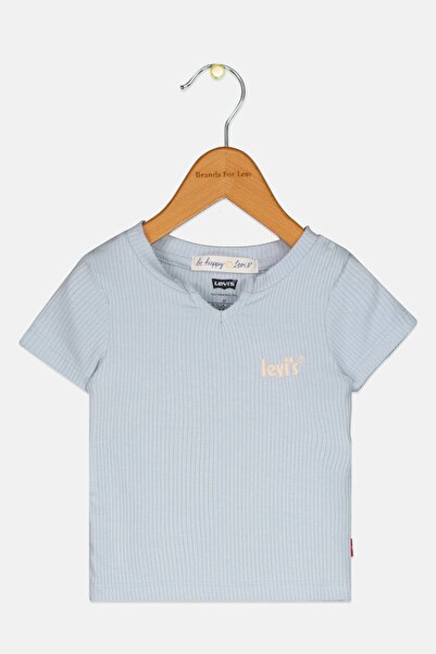 Levi's Toddlers Girl Short Sleeves Embroidered Logo Tops, Light Blue