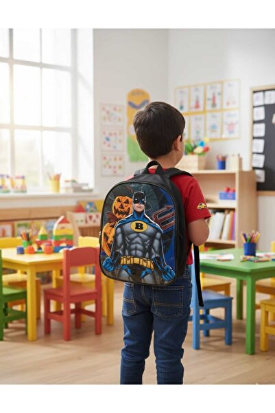 Efe Batman Baskılı Tek Bölmeli Anaokulu Çantası En 24 Cm Boy 28 Cm