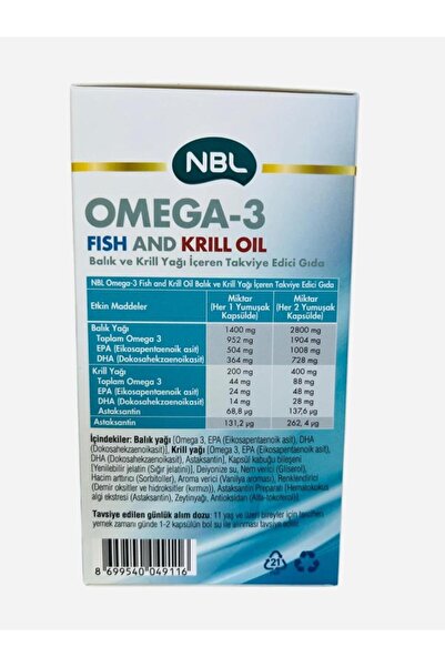 NBL Omega-3 Fish and Krill Oil 50 Kapsül