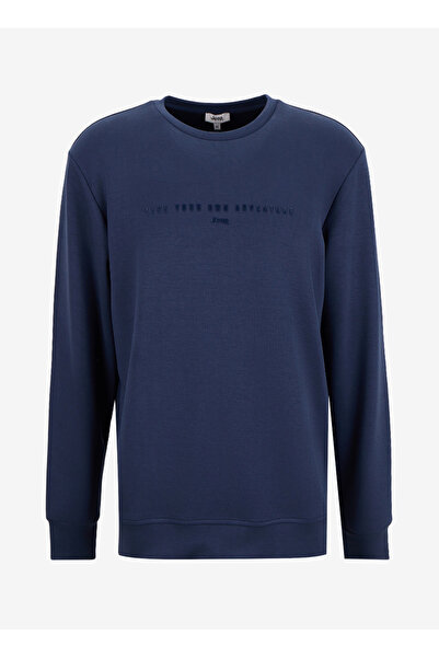 Jeep Bisiklet Yaka Baskılı Lacivert Erkek Sweatshırt J5WM-SWT7276